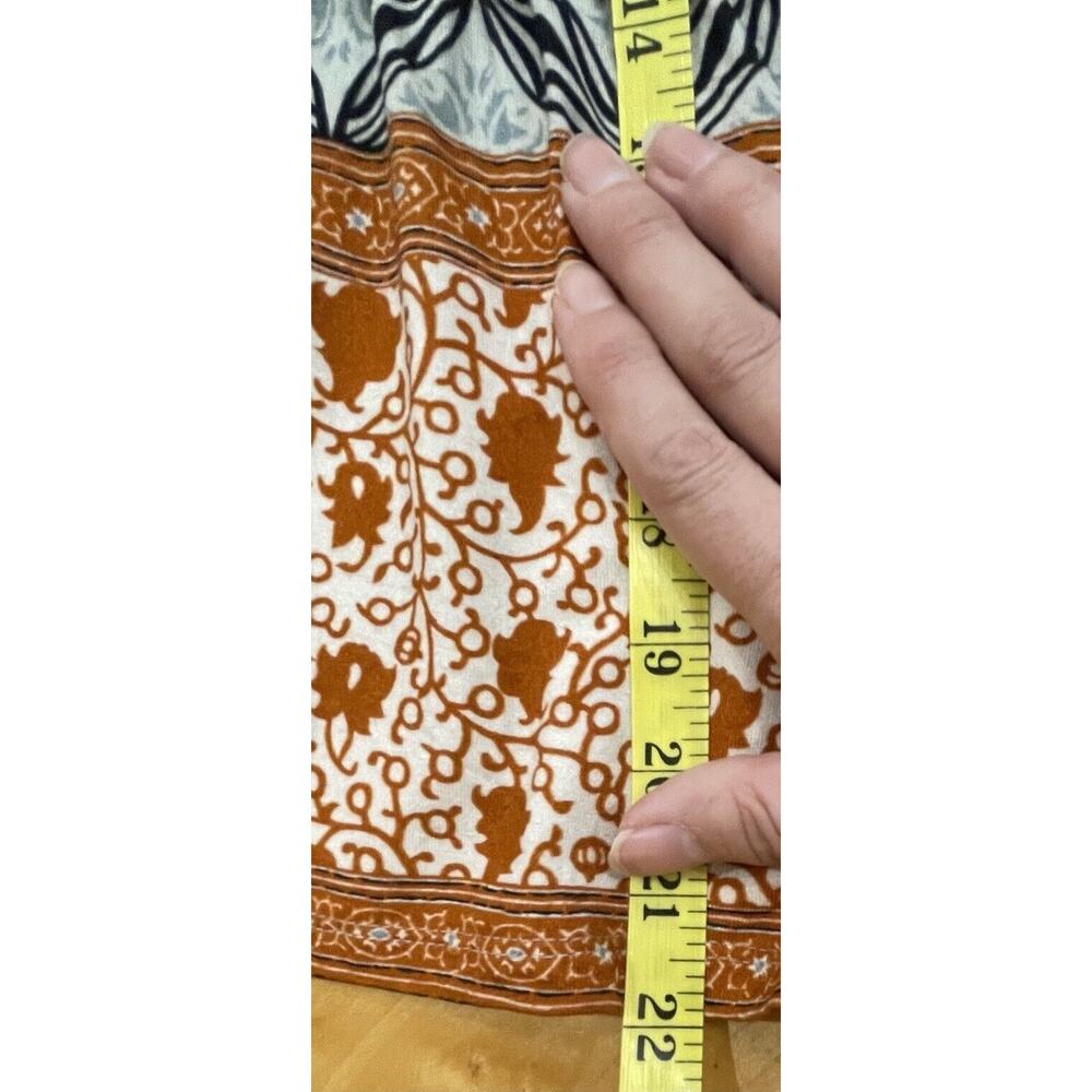 Anthropologie Terri Embroidered Peasant Boho Top Mixed Print S Rust Black Cream - Picture 11 of 13